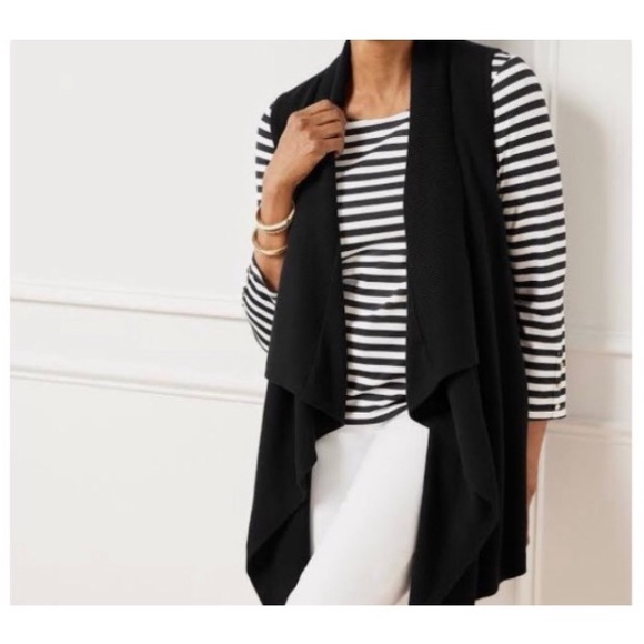 Talbots Jackets & Blazers - TALBOTS Cascading Open Longline Vest with Pockets in Navy Blue